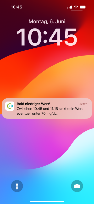 LockScreen-GlucoseSoon_mg><br />
</p><br />
<p><br />
    4. Damit Sie im Fall einer bevorstehenden Unterzuckerung gewarnt werden, müssen Sie die Benachrichtigungen für die Vorhersage in der Accu-Chek® SmartGuide Predict App aktivieren. Au<span data-teams=