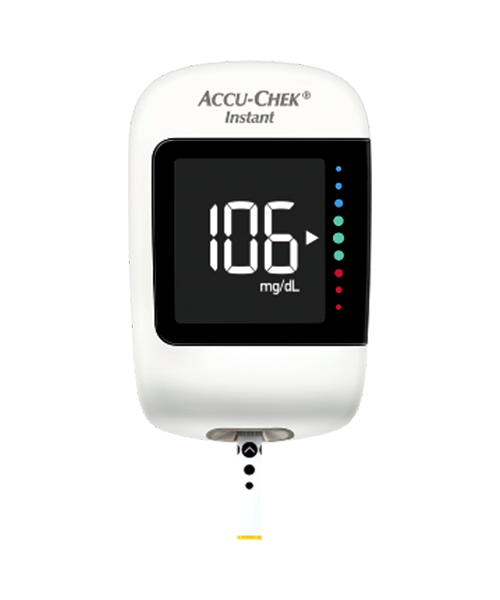 Produktbild Accu-Chek Instant Blutzuckermessgerät mit USPs.